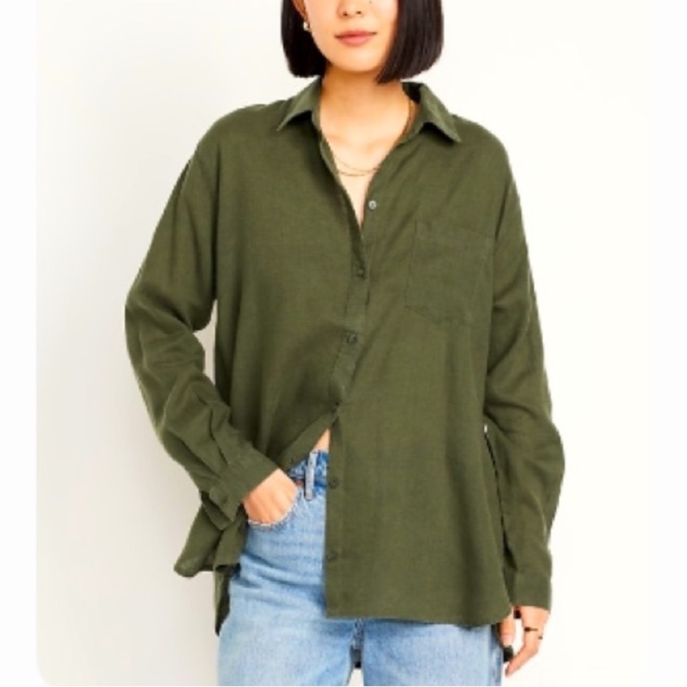 Old Navy Linen Blend Button down Blouse size M Everyday Fit
